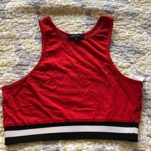 Red crop top.